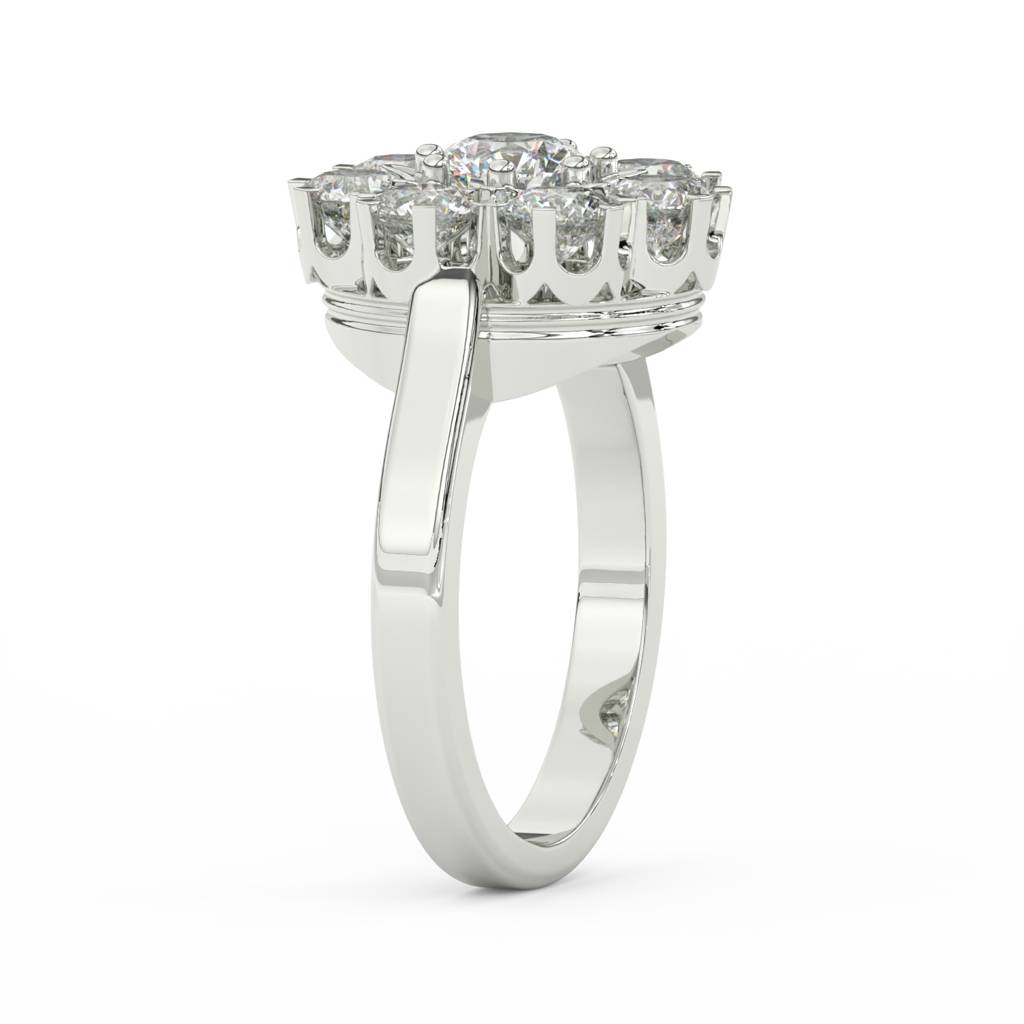 3Ct Round Cut Moissanite Women Cluster Engagement Ring 14K Gold Plated : FJ_022