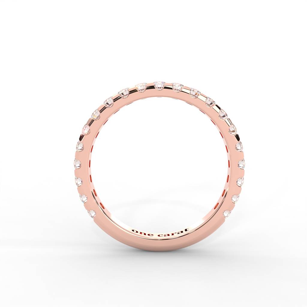 1 Carat Dew Round Moissanite Shared Prong Anniversary Band In 14K Rose Gold Plated : CRL-0001-RG-8