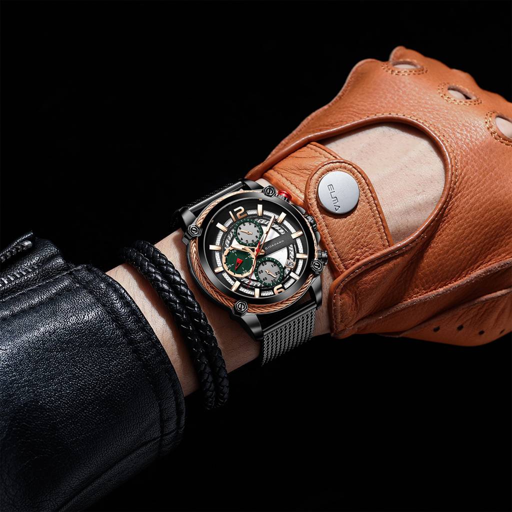 Giordano Aw22 Collection Analog Watch For Men With Color Variant And Stylish Mesh Strap| Chronograph Multifuntio : GZ-50039-11