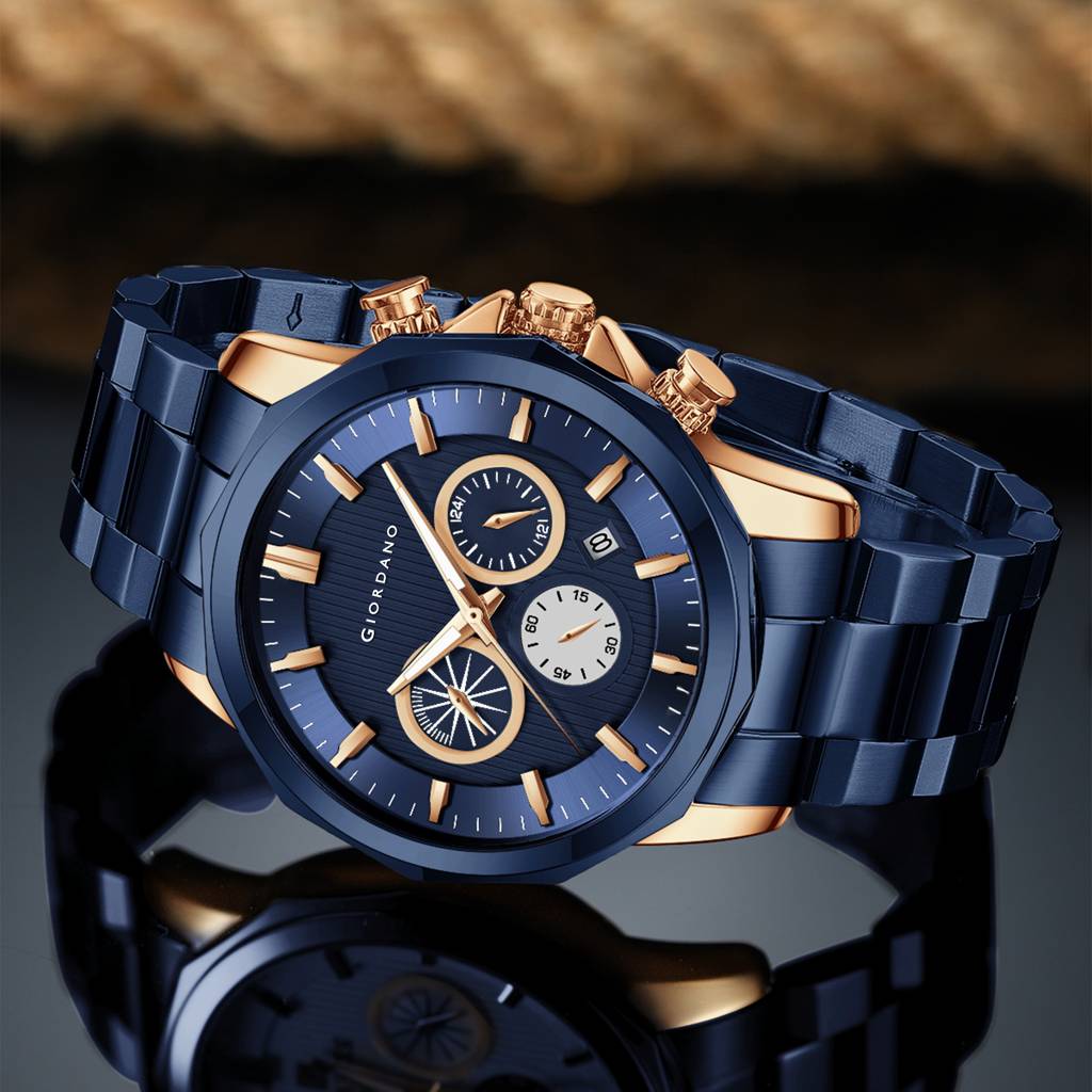 Giordano Multi-Function Analog Watch For Men With Textured Dial, Classic Stainless Steel Strap And Date Function : GZ-50036-44