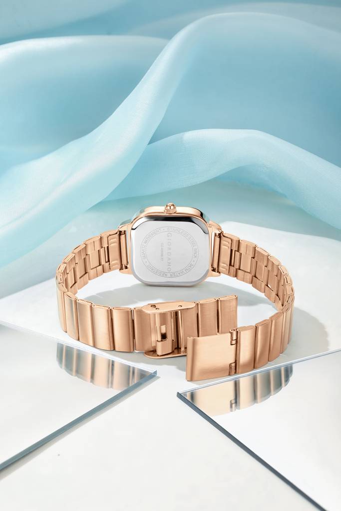 Giordano Classic Square Watch For Women Â Polished Stainless Steel Strap, Minimalist Compact Design-Gz-60098 : GZ-60098-77