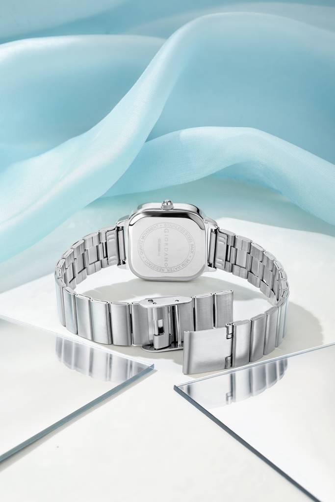 Giordano Classic Square Watch For Women Â Polished Stainless Steel Strap, Minimalist Compact Design-Gz-60098 : GZ-60098-33