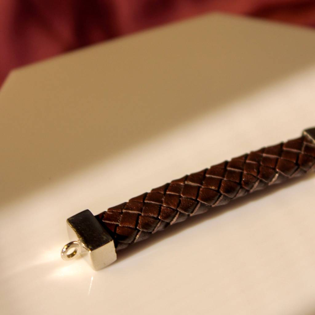 Men'S Zigzag Linked Leather Bracelet : KMJ307