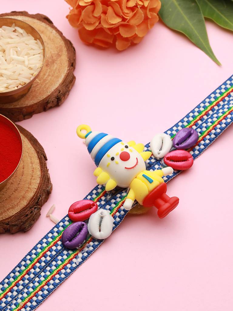 Eternz Certified Jewellery - Saraf RS Jewellery Blue Clown Shaped Designer Ribbon Rakhi For Kids