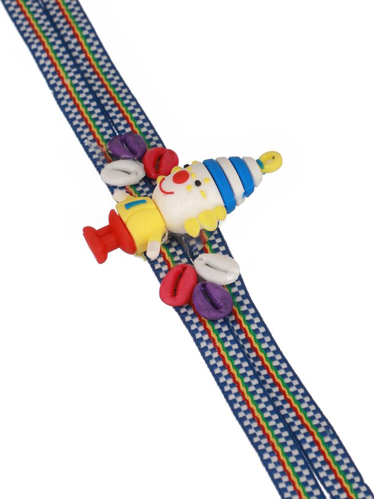 Blue Clown Shaped Designer Ribbon Rakhi For Kids : SJRK7020