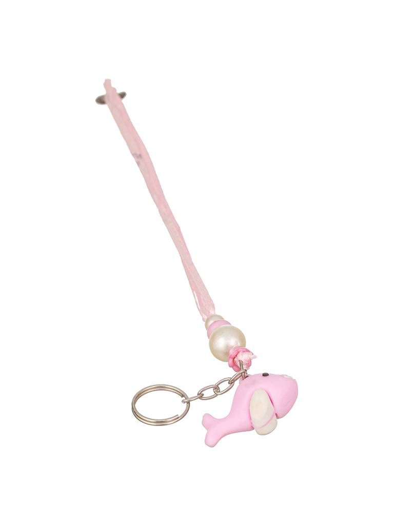 Pink Fish Key Chain Toy Rakhi For Girls With Roli Chawal : SJRK7063