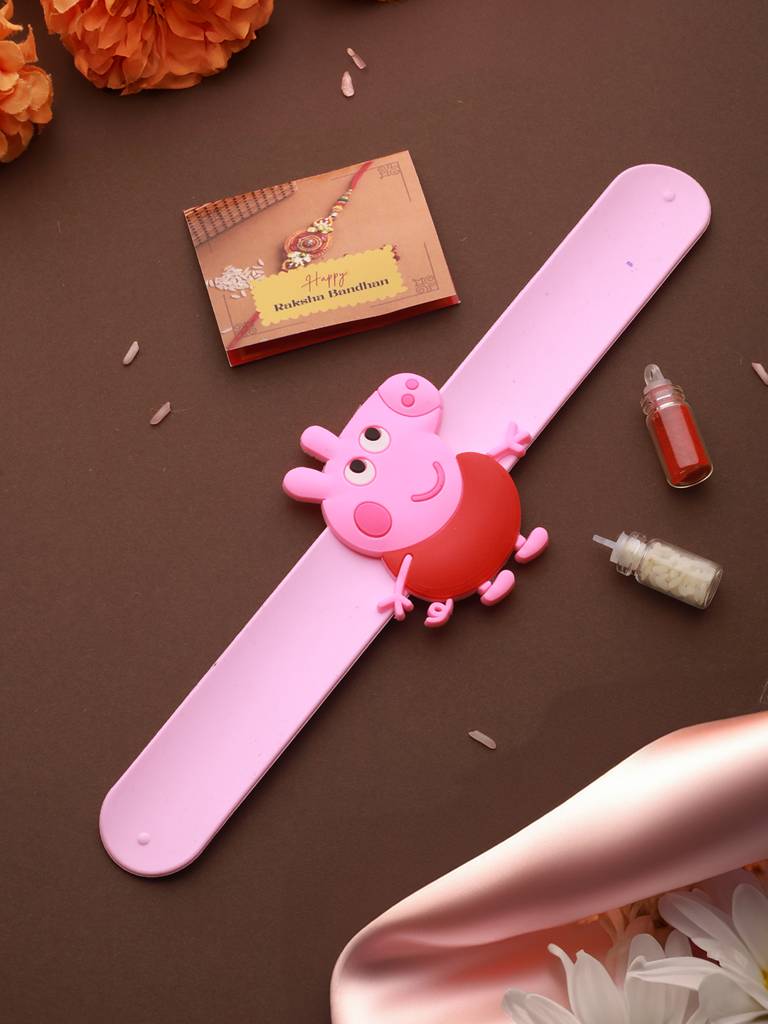 Peppa  Pig Wrist Slap Band Kids Toy  Rakhi With Roli Chawal : SJRK7088