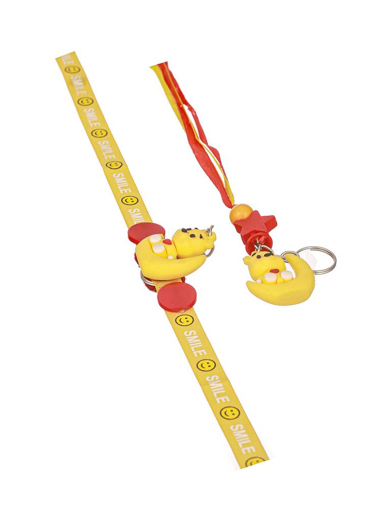 Set Of 2 Winnie The Pooh Key Chain Kids Toy Rakhi With Roli Chawal : SJRK7089