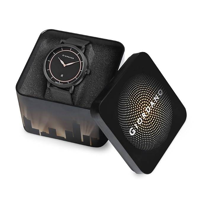 Casual Wrist Watch For Men Mesh Metal Strap Round Dial| 2 Hand Mechanism With Date Analog Watch - Gz-50054 : GZ-50054-33