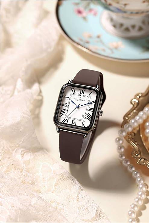 Daniel Hechter Plaisance Collection Square Watch For Women - White Dial, Roman Numerals With Minimalist Design : DHW2012-04