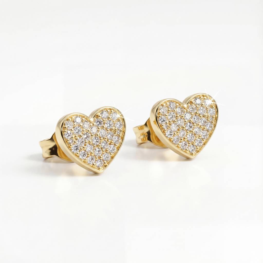 Korean Golden Love Pave Studs : YUFSER211