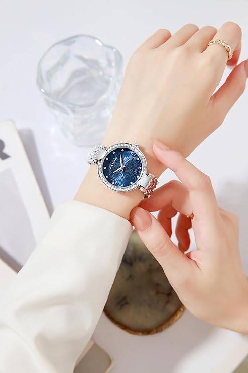 Giordano Analog Watch For Women With Diamond Indices, Stainless Steel Strap And Crystal Embellished Bezel - Gd-214 : GD-2141-44