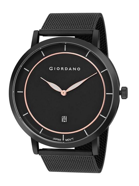 Casual Wrist Watch For Men Mesh Metal Strap Round Dial| 2 Hand Mechanism With Date Analog Watch - Gz-50054 : GZ-50054-33