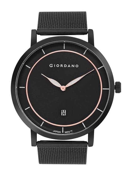 Casual Wrist Watch For Men Mesh Metal Strap Round Dial| 2 Hand Mechanism With Date Analog Watch - Gz-50054 : GZ-50054-33