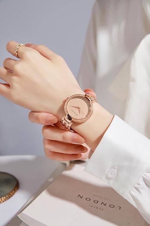 Giordano Analog Watch For Women With Diamond Indices, Stainless Steel Strap And Crystal Embellished Bezel - Gd-214 : GD-2141-55