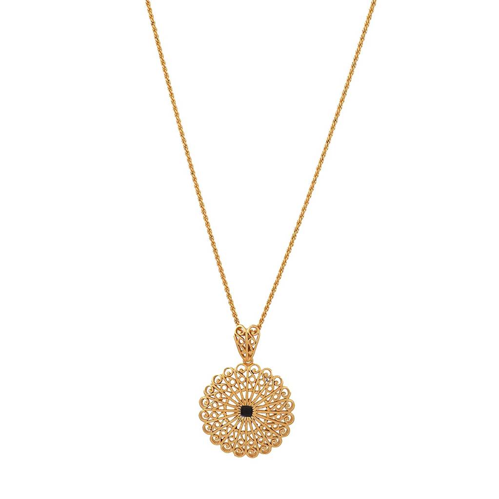 Estele Gold Plated Round Shaped Matt Finish Pendant Set For Women : 7790NKER