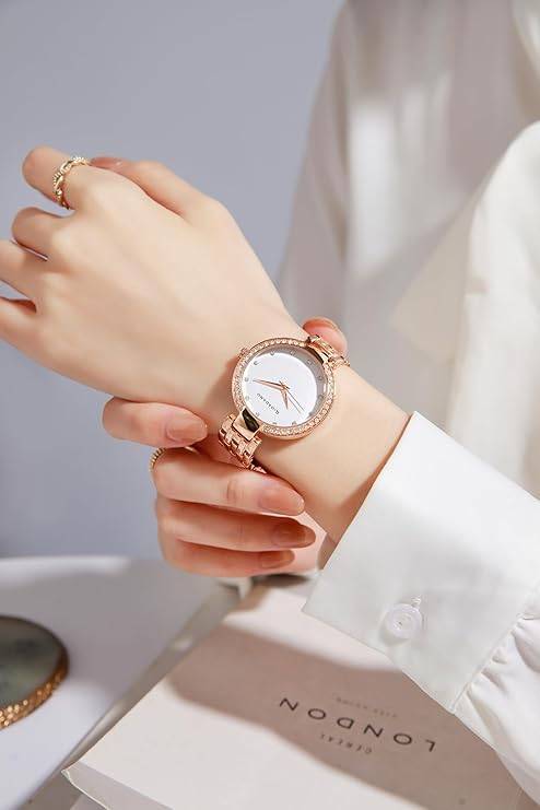 Giordano Analog Watch For Women With Diamond Indices, Stainless Steel Strap And Crystal Embellished Bezel - Gd-214 : GD-2141-33