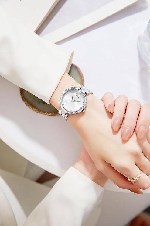 Giordano Analog Watch For Women With Diamond Indices, Stainless Steel Strap And Crystal Embellished Bezel - Gd-214 : GD-2141-11