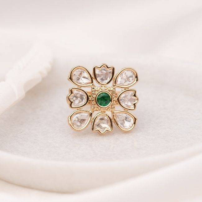 Nisa Green Polki Ring : PA-30