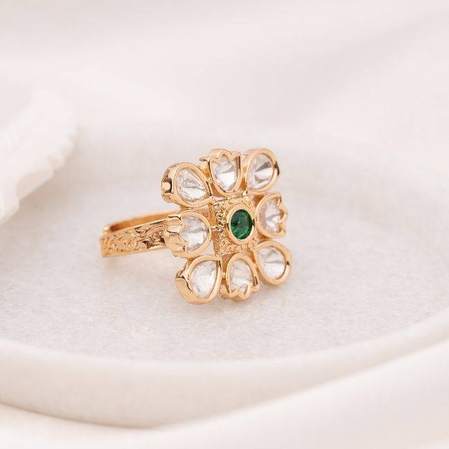 Nisa Green Polki Ring : PA-30