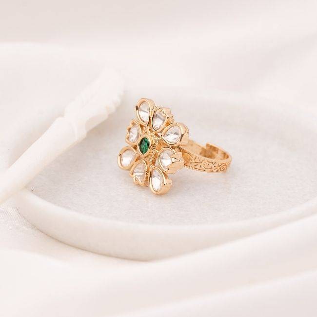 Nisa Green Polki Ring : PA-30