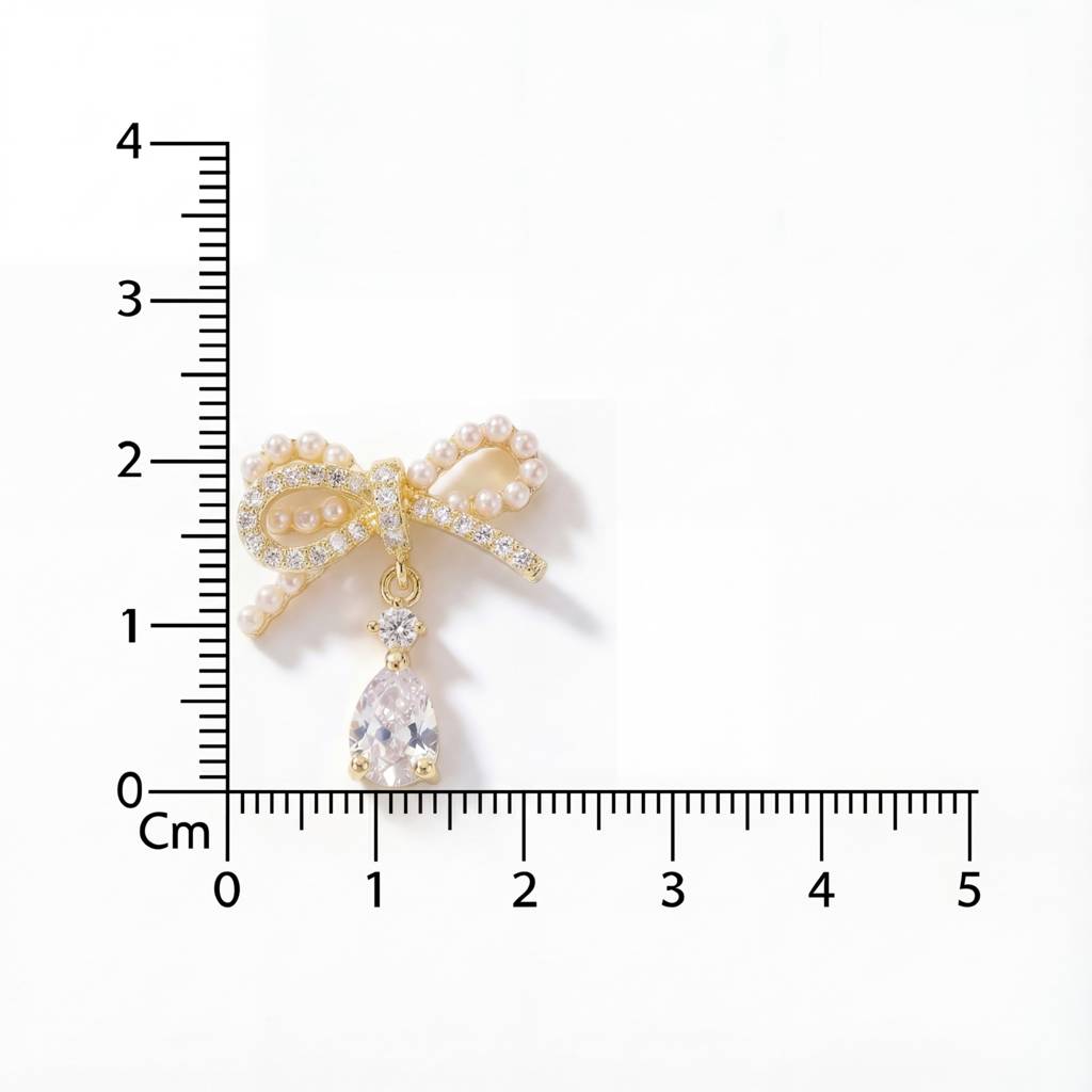 Korean Bow Earrings With Teardrop  Charms : YUFSER241