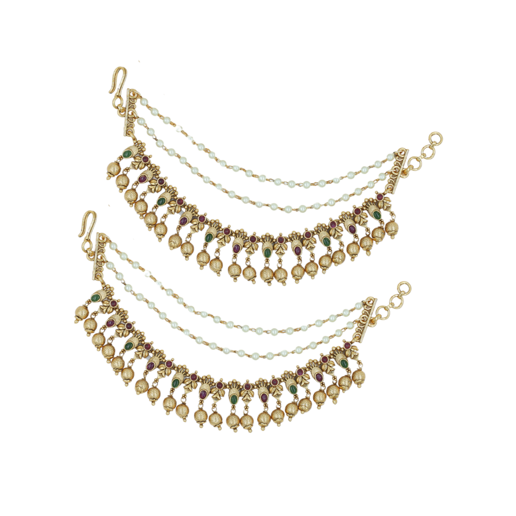 Royal Aura Temple Jewellery Ear Chain With Traditional Detailing : N-756