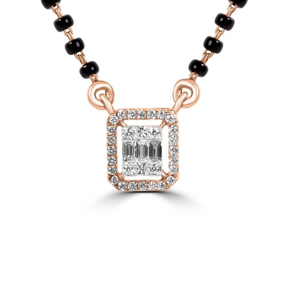 A Diamond Square Kissed By Black Beads Necklace : SLET21