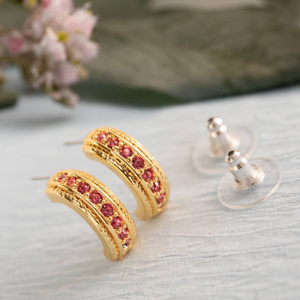 Estele Gold Plated Candy Crystal Collection Gold Plated Crystal Stud Earrings : 766704PKER