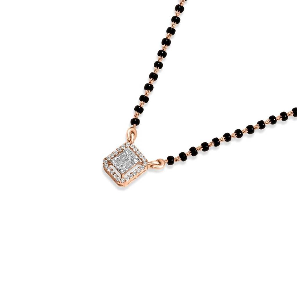 A Diamond Square Kissed By Black Beads Necklace : SLET21