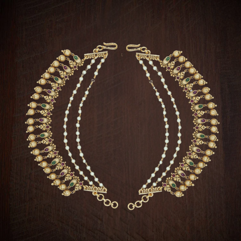 Royal Aura Temple Jewellery Ear Chain With Traditional Detailing : N-756