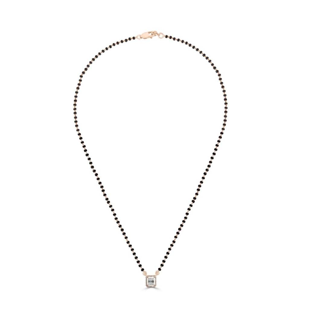 A Diamond Square Kissed By Black Beads Necklace : SLET21