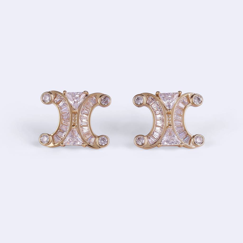 Excellent Center Studded Cz Silver And Gold Plated Combo Set Of 2 Stud Earring For Women : 78SE06_90SE63