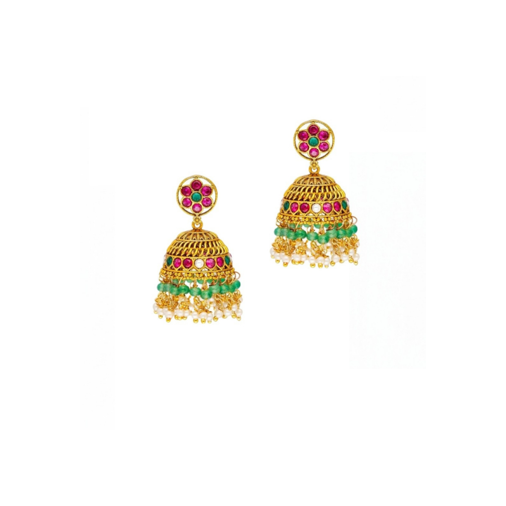 Ahalya Long Necklace Set – 1 Gram Gold Plated Floral Temple Jewellery : K-1699