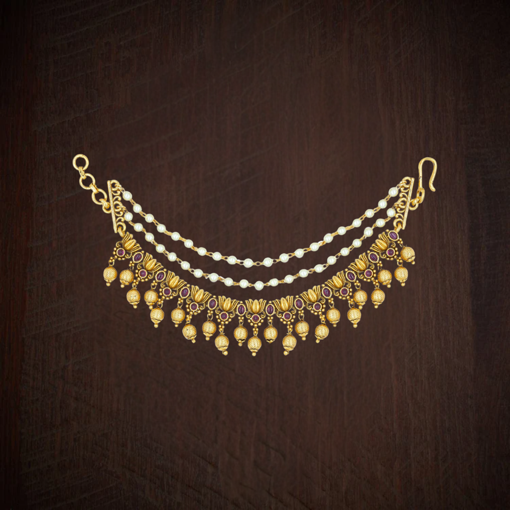 Classic South Indian Temple Jewellery Ear Chain | Premium Antique Finish : N-753