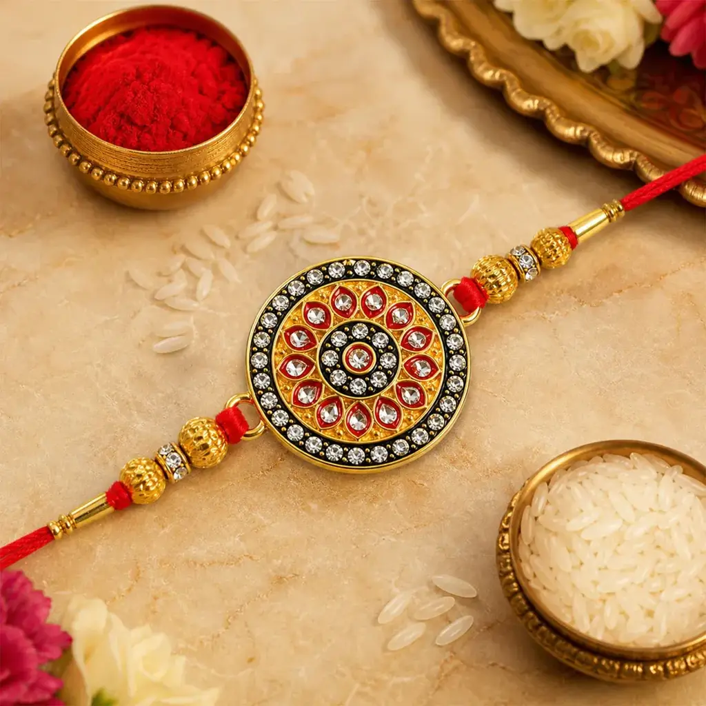 Peacock Feather Rakhi With Multicolor Beads – Elegant Traditio... : MRR-RAKHI-0013
