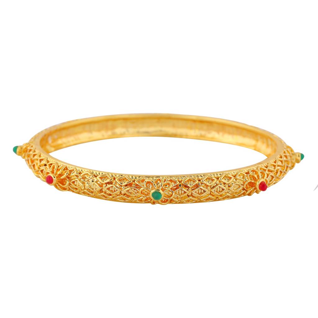 Estele Gold Plated Traditional 2:6 Size Bangles With Multi-Color Crystals For Women| A Timeless Addition To Your J : 081BANGLE