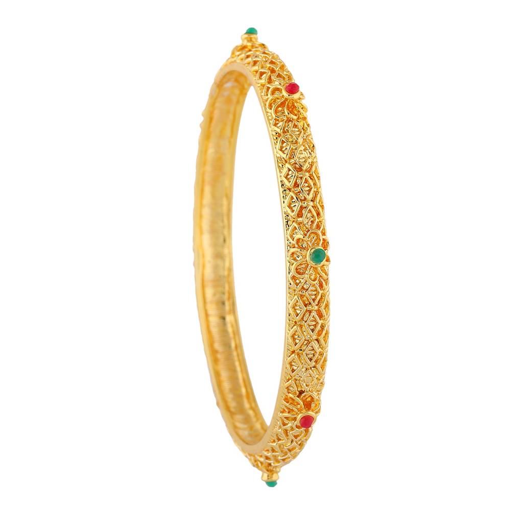 Estele Gold Plated Traditional 2:6 Size Bangles With Multi-Color Crystals For Women| A Timeless Addition To Your J : 081BANGLE