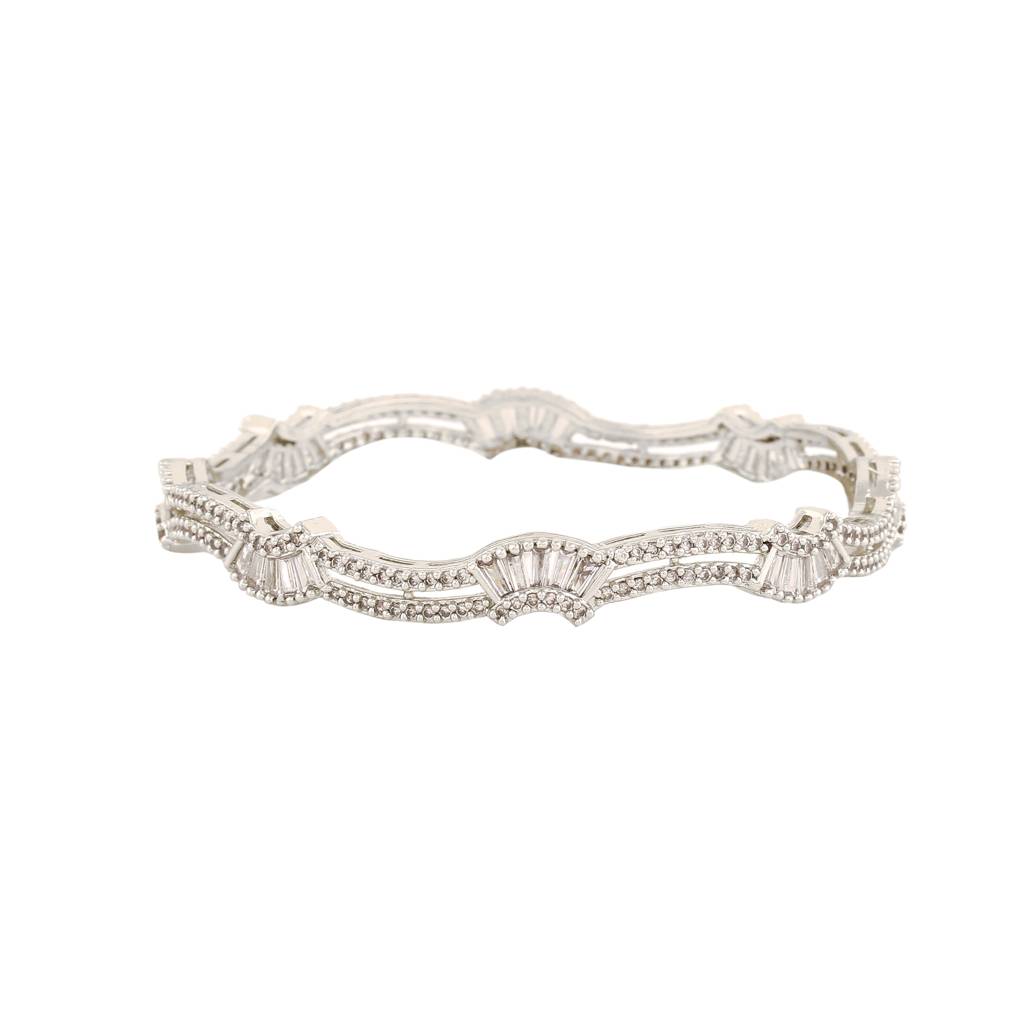 Estele Rhodium Plated Stunning White American Diamond Bangles |Available Sizes In 2:6 & 2:8| Classic  : AD-019-IRWE26BANGLE-26