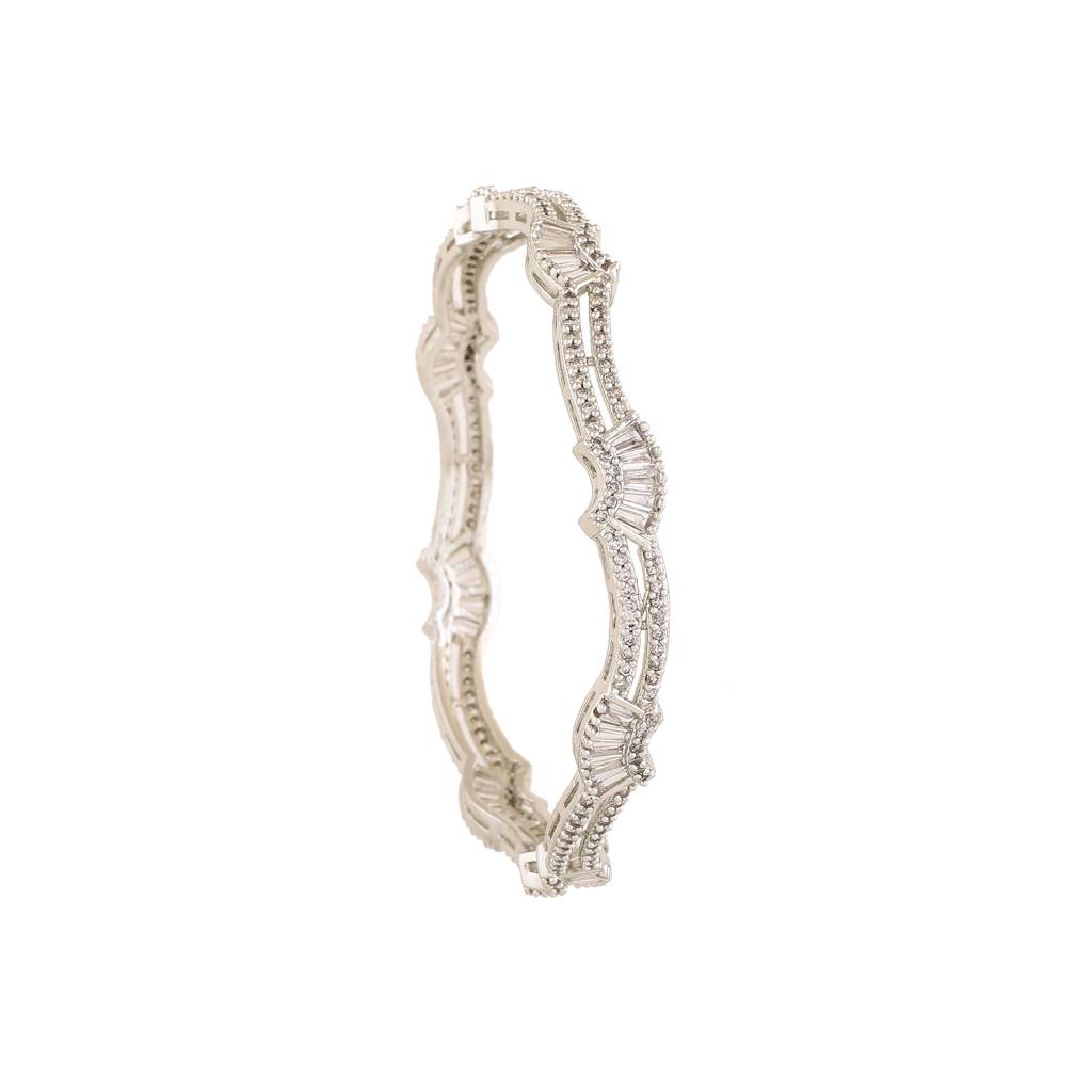 Estele Rhodium Plated Stunning White American Diamond Bangles |Available Sizes In 2:6 & 2:8| Classic  : AD-019-IRWE26BANGLE-26