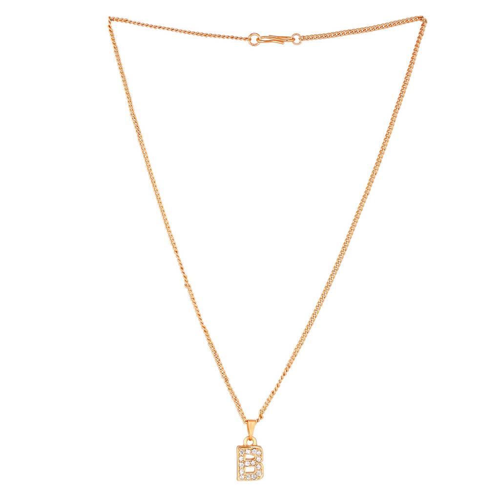 Estele Rose Gold Plated Premium Bijou Letter Pendant With Crystals For Girl'S & Women : 1017-RG-BPENDANT