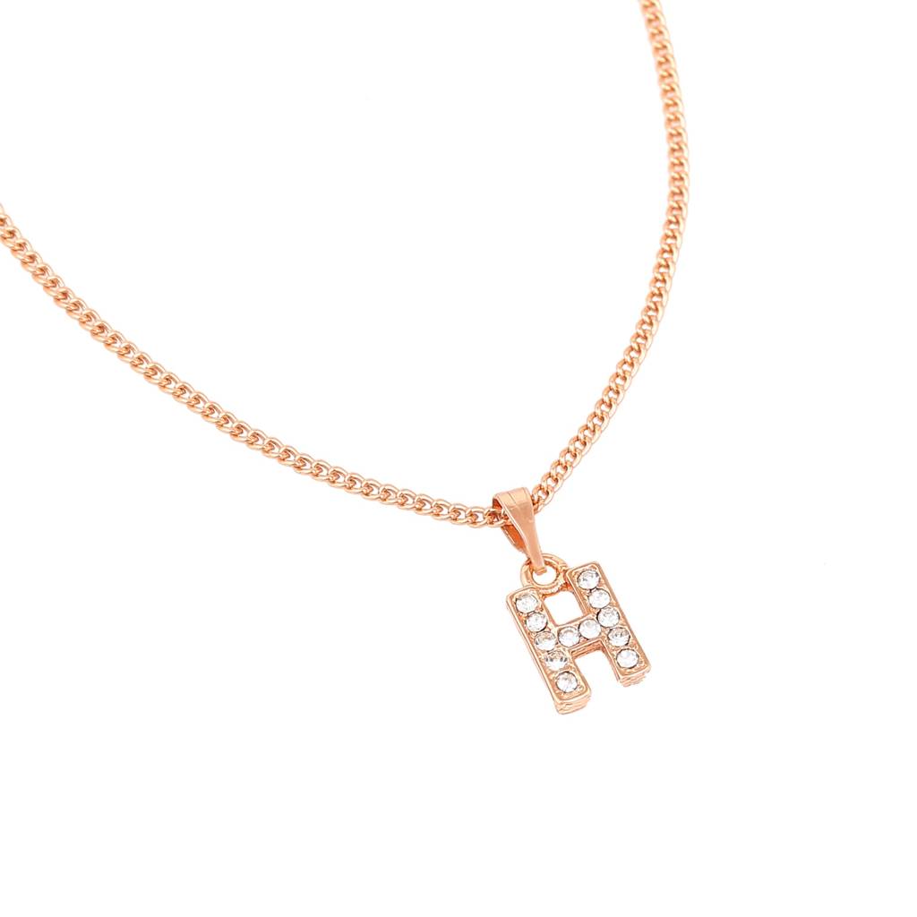 Estele Rose Gold Plated Premium Bijou Letter Pendant With Crystals For Girl'S & Women : 1017-RG-GPENDANT