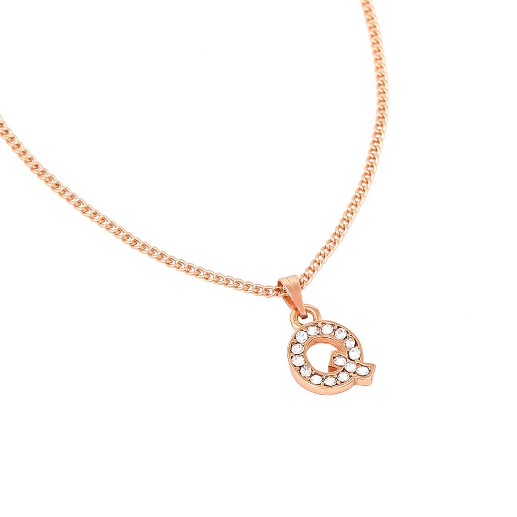Estele Rose Gold Plated Premium Bijou Letter Pendant With Crystals For Girl'S & Women : 1017-RG-QPENDANT