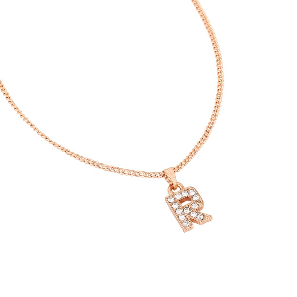 Estele Rose Gold Plated Premium Bijou Letter Pendant With Crystals For Girl'S & Women : 1017-RG-RPENDANT