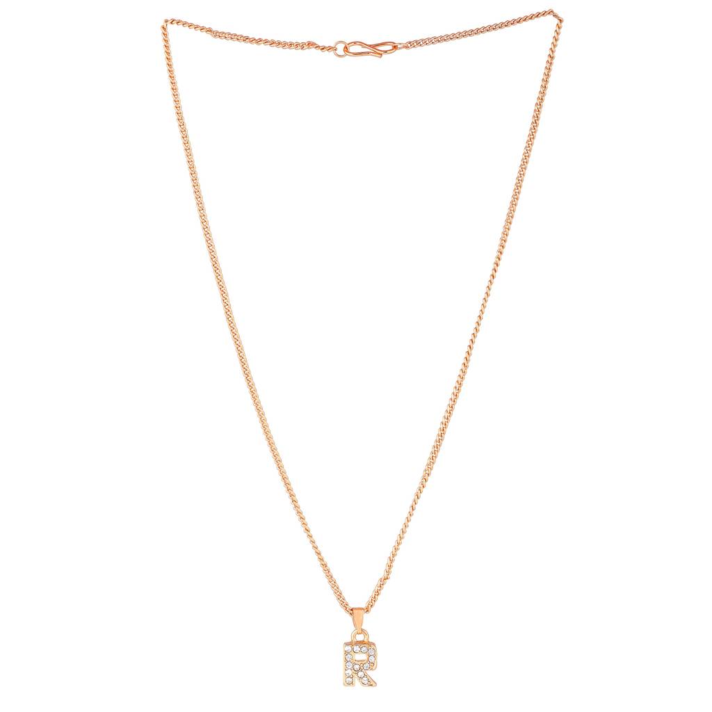Estele Rose Gold Plated Premium Bijou Letter Pendant With Crystals For Girl'S & Women : 1017-RG-RPENDANT