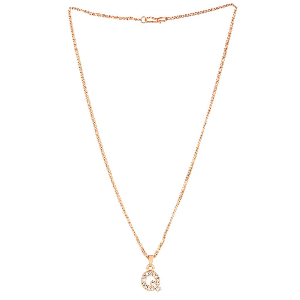 Estele Rose Gold Plated Premium Bijou Letter Pendant With Crystals For Girl'S & Women : 1017-RG-QPENDANT