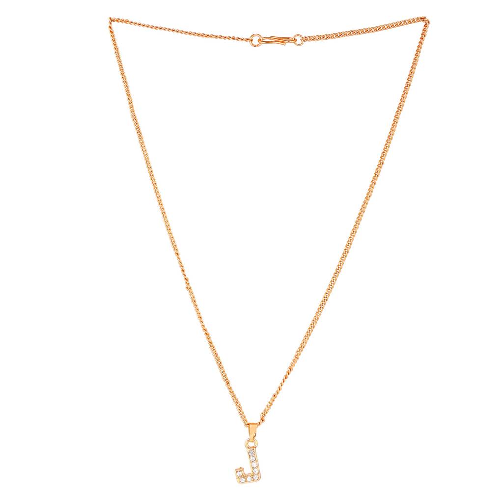 Estele Rosegold Plated Small & Trendy 'J' Letter Pendant With Crystals For Girl'S & Women : 1017-RG-JPENDANT