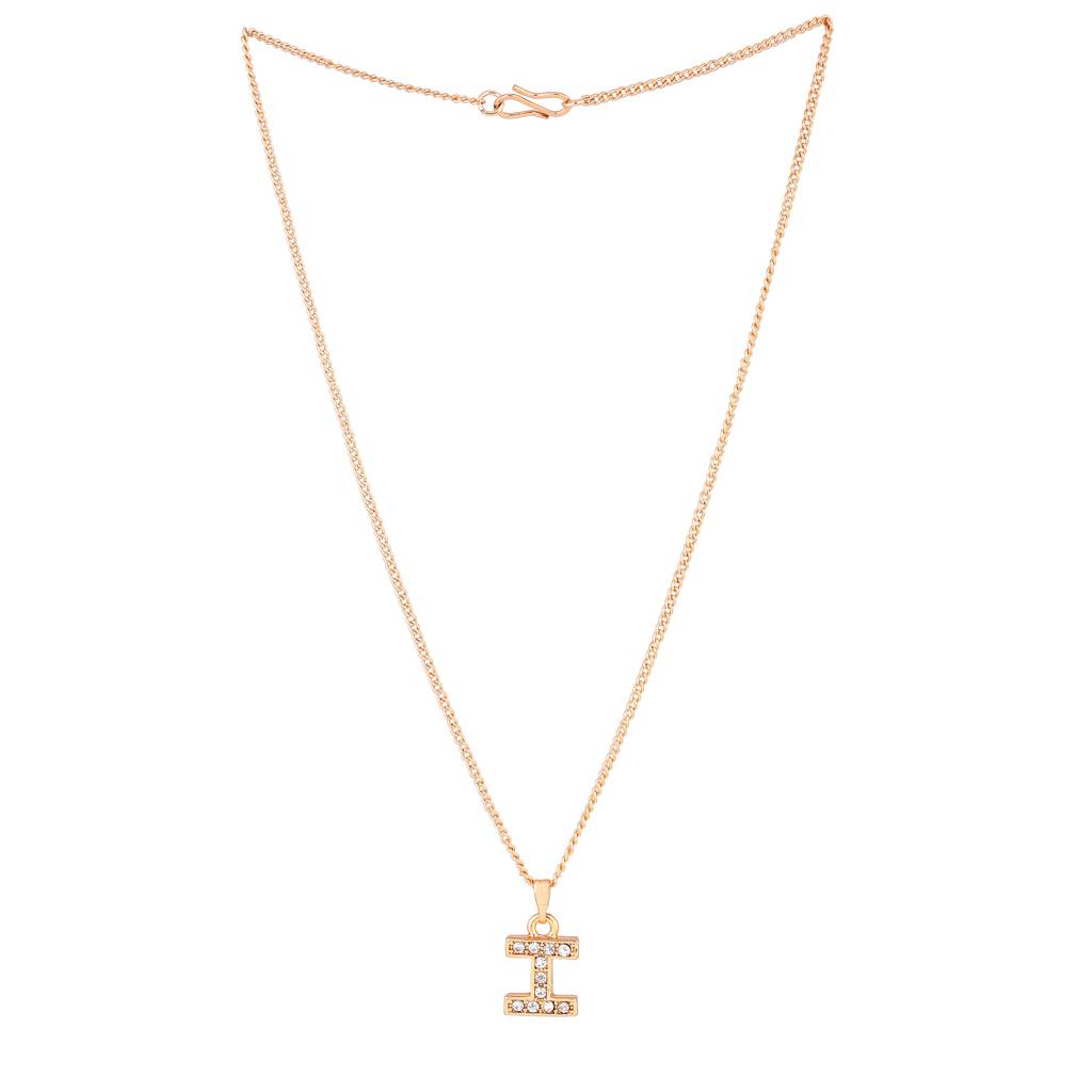 Estele Rosegold Plated Small & Trendy 'I' Letter Pendant With Crystals For Girl'S & Women : 1017-RG-IPENDANT