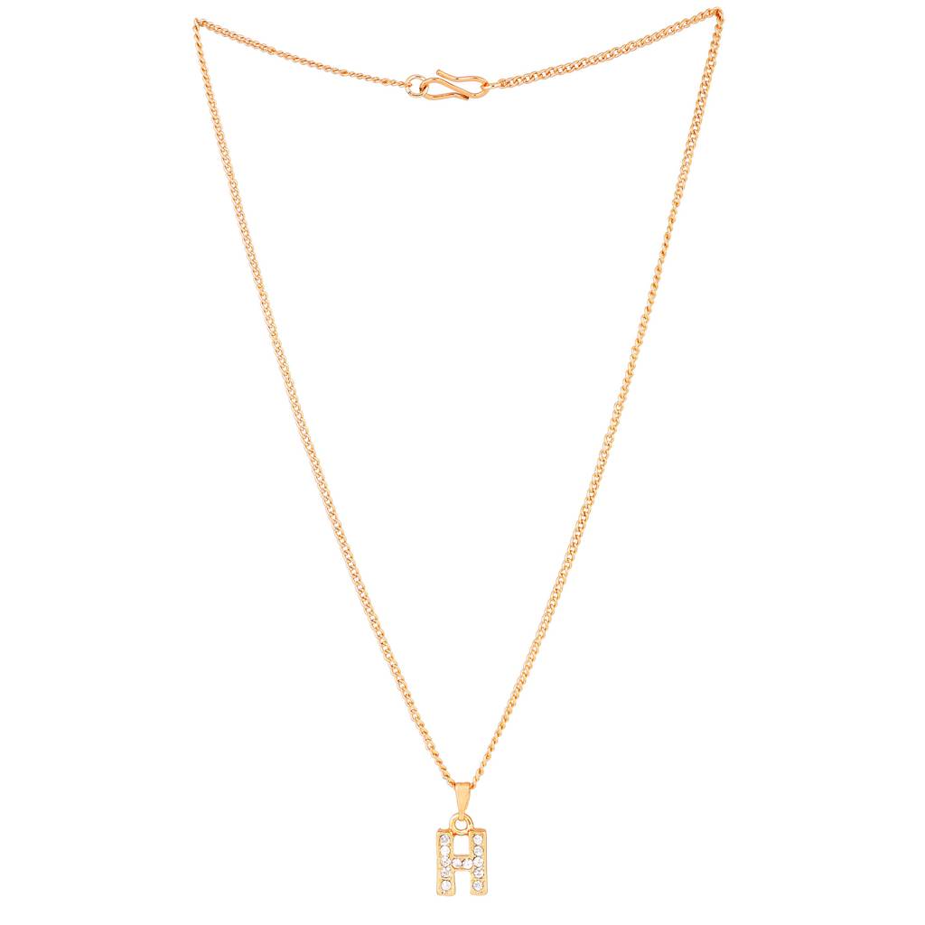 Estele Rose Gold Plated Premium Bijou Letter Pendant With Crystals For Girl'S & Women : 1017-RG-GPENDANT