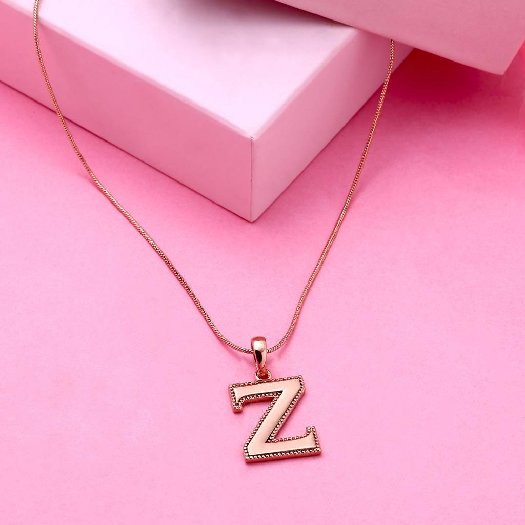 Estele Rosegold Plated Zesty "Z" Charm Alphabet Initials Pendant For Women : 1009-ZPENDANT